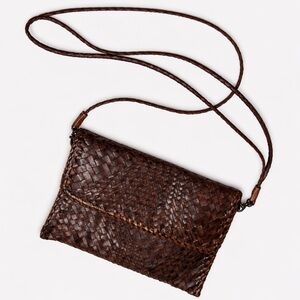 Elegant Brown Woven Clutch
